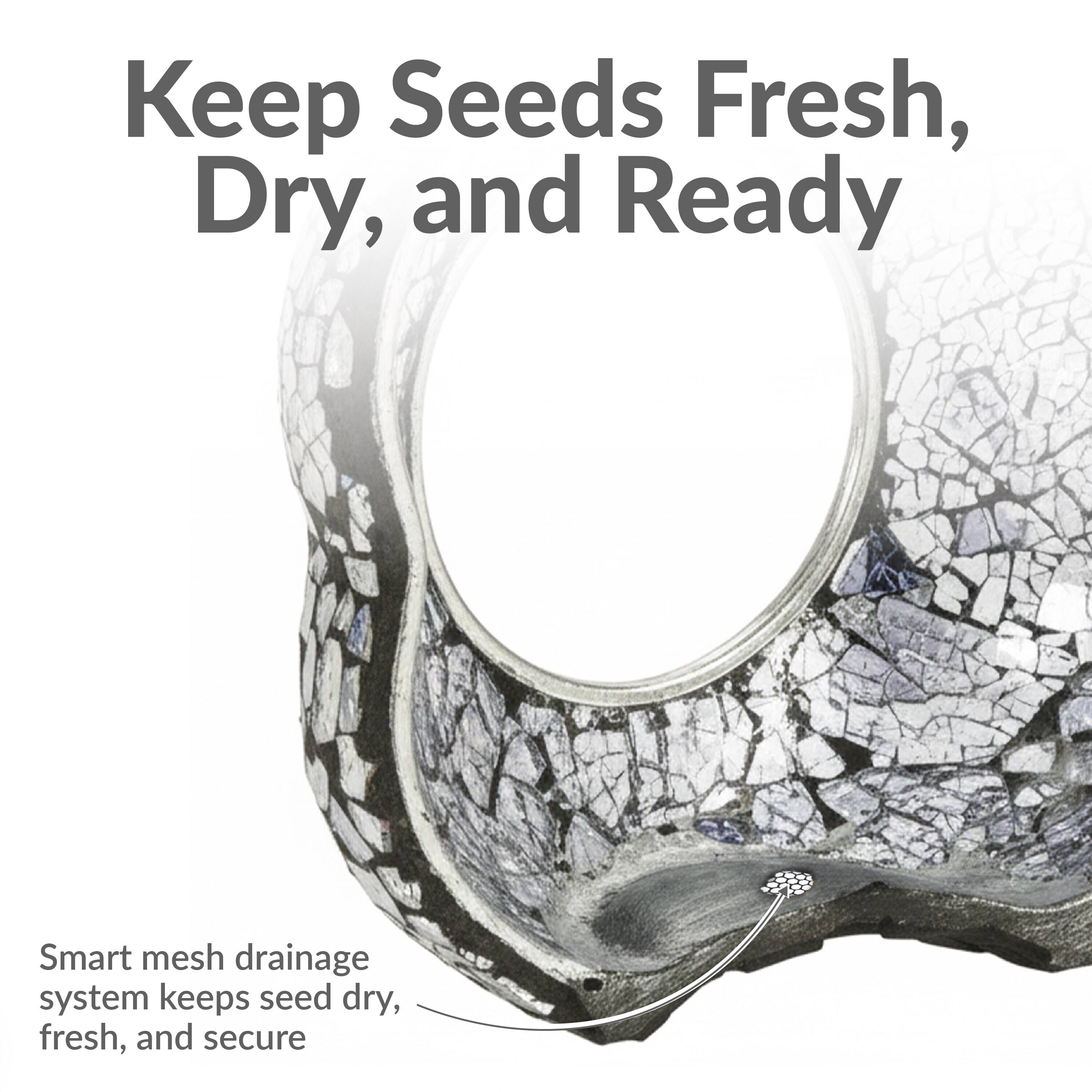 Keep Seeds Fresh, Dry, and Ready

Smart mesh drainage system keeps seed dry, fresh, and secure