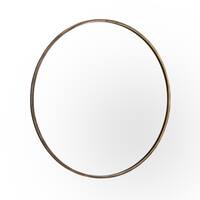 Walker Edison - 32" Round Metal Framed Mirror - Antique Brass - Antique Brass - Angle_Zoom