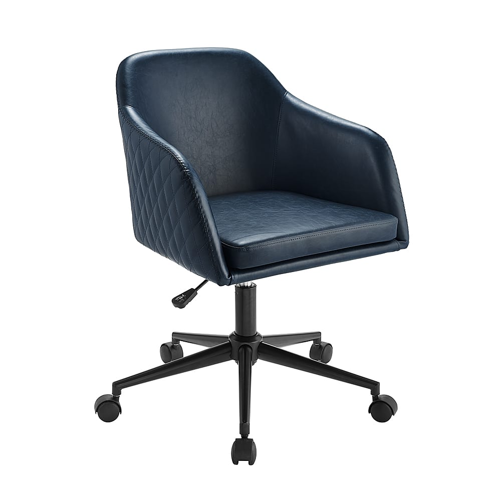 Angle View: Walker Edison - Upholstered Barrel Swivel Office Chair - Navy