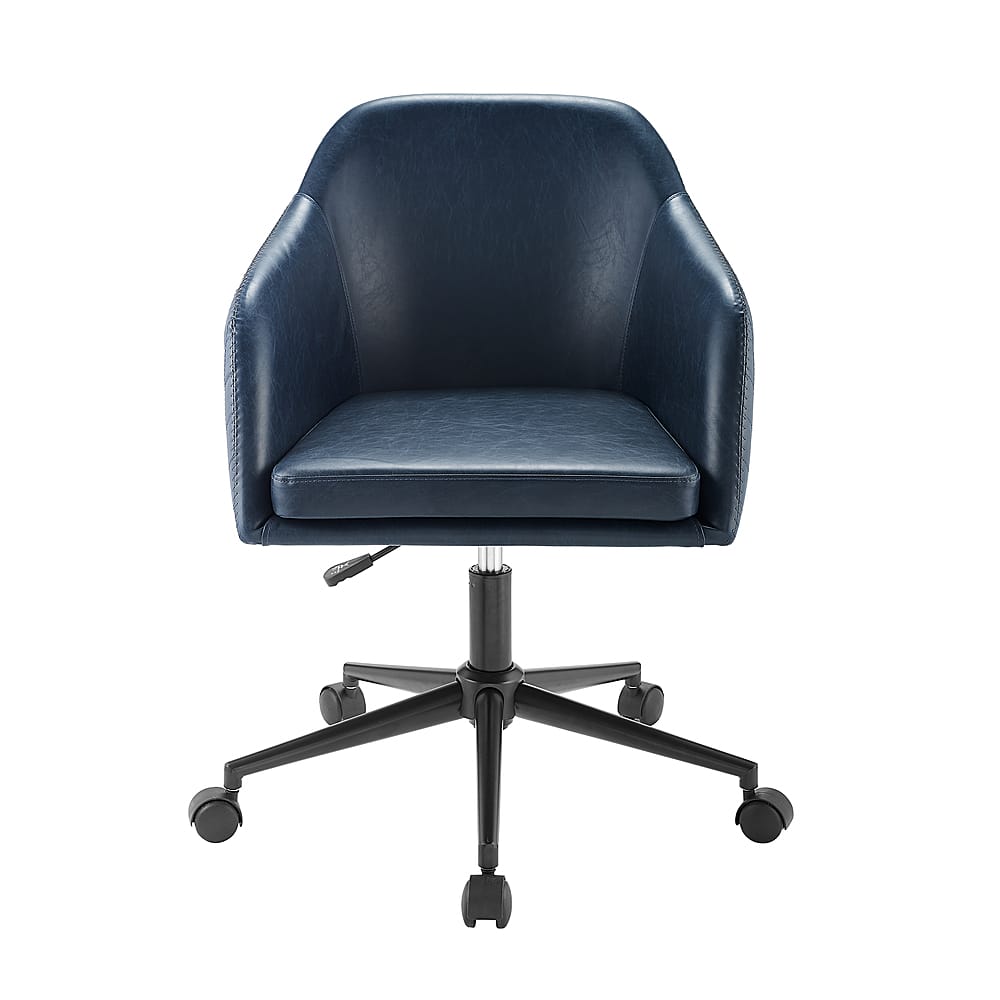 Best Buy Walker Edison Upholstered Barrel Swivel Office Chair Navy
