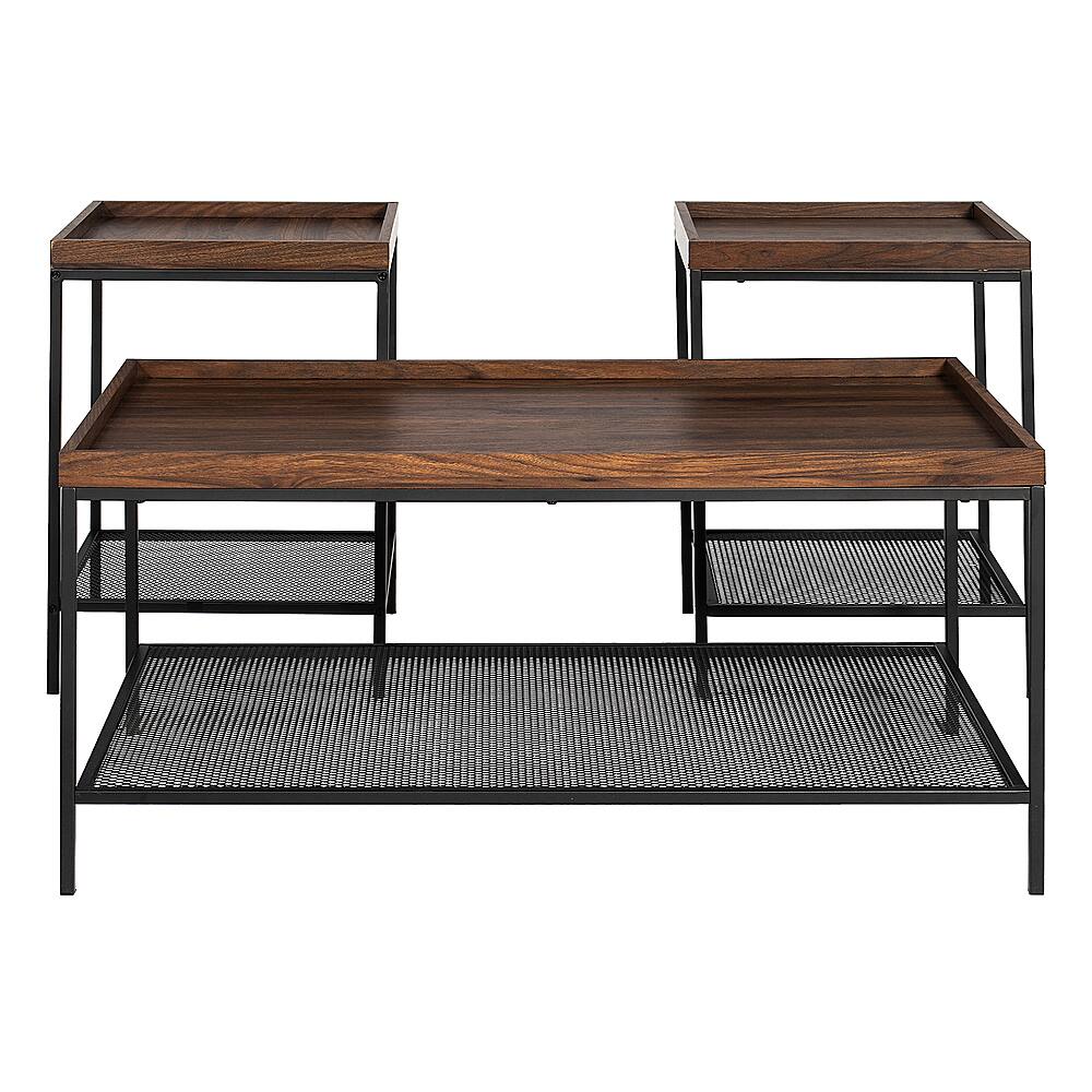 Best Buy Walker Edison 3Piece Tray Top Accent Table Set Dark Walnut