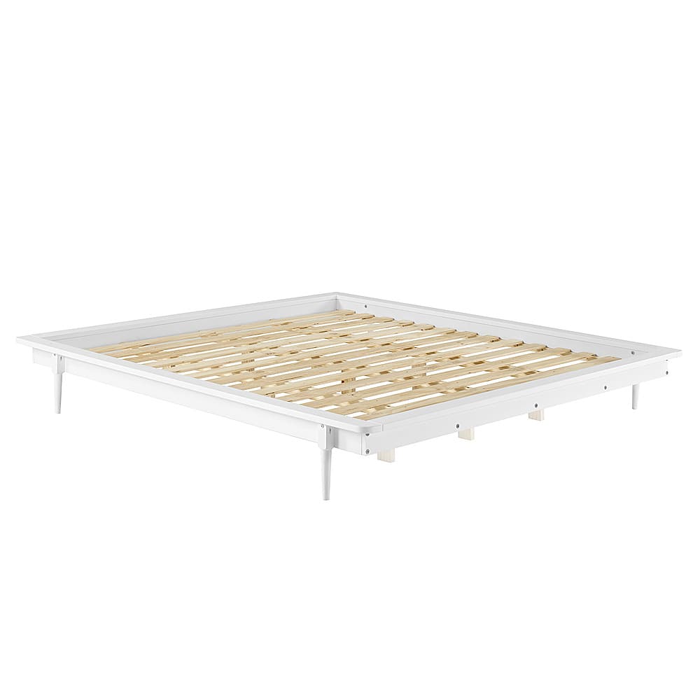 Angle View: Walker Edison - King Size Modern Spindle Back Wood Bed Frame - White