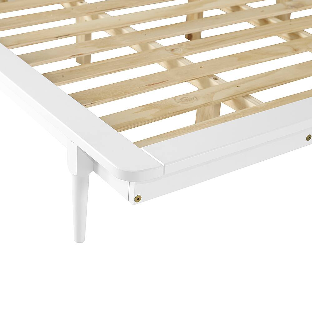 Left View: Walker Edison - King Size Modern Spindle Back Wood Bed Frame - White