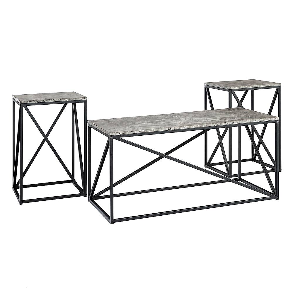 Angle View: Walker Edison - 3-Piece Geometric Table Set - Dark Concrete