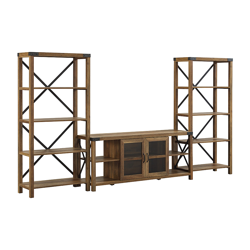 Angle View: Walker Edison - Modern Farmhouse Wall TV Stand for  TV's up to 65” - Reclaimed Barnwood