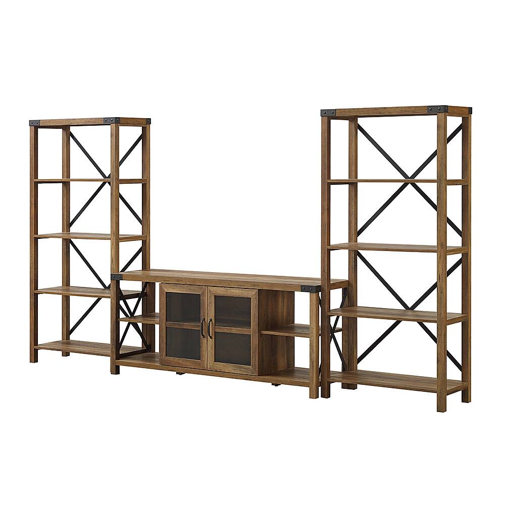 Left View: Walker Edison - Modern Farmhouse Wall TV Stand for  TV's up to 65” - Reclaimed Barnwood