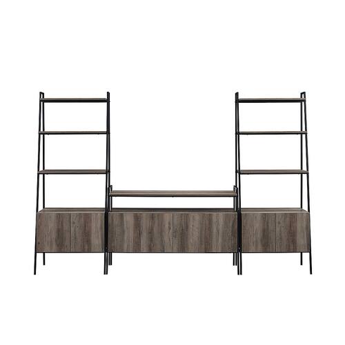 Walker Edison - 3-Piece Ladder Storage Entertainment Wall - Grey Wash