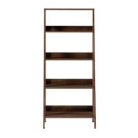 Walker Edison - 55" Leaning Ladder 4-Shelf Bookcase - Dark Walnut - Front_Zoom