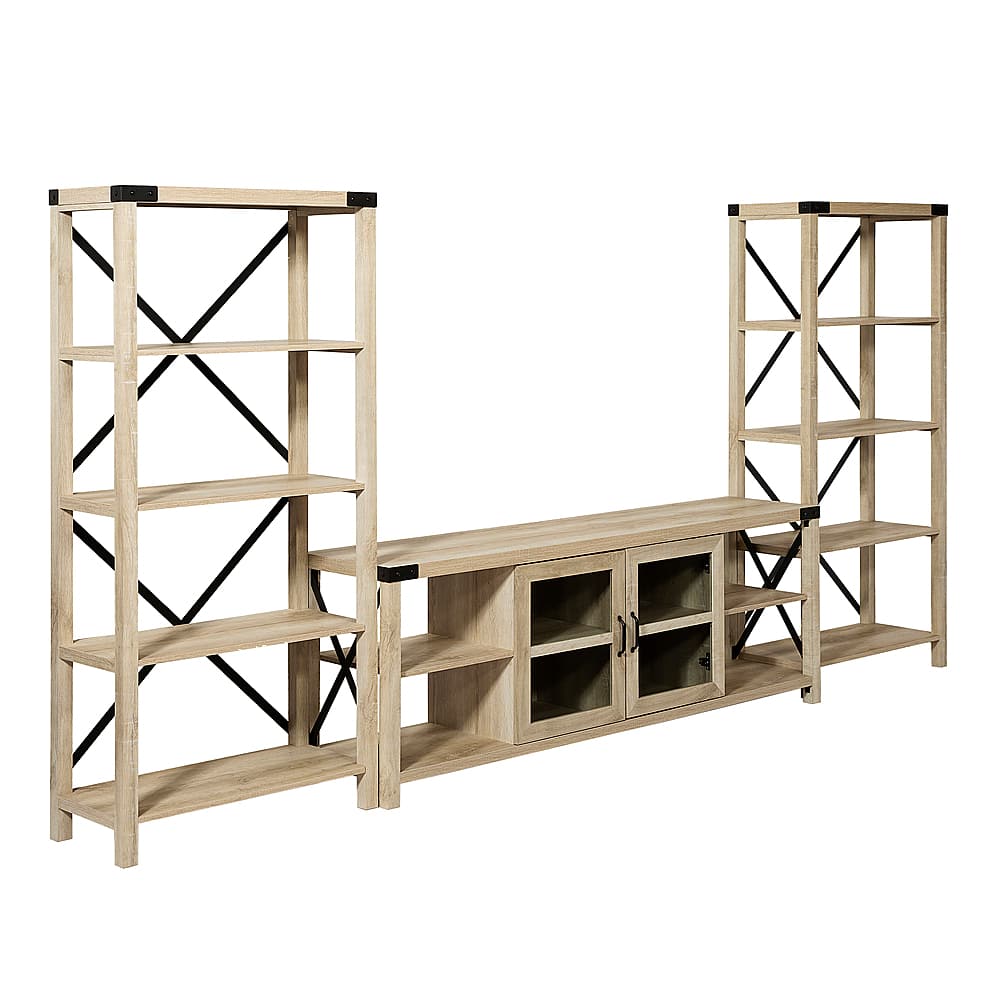 Angle. Walker Edison - Modern Farmhouse Wall TV Stand for TV's up to 80” - White Oak.