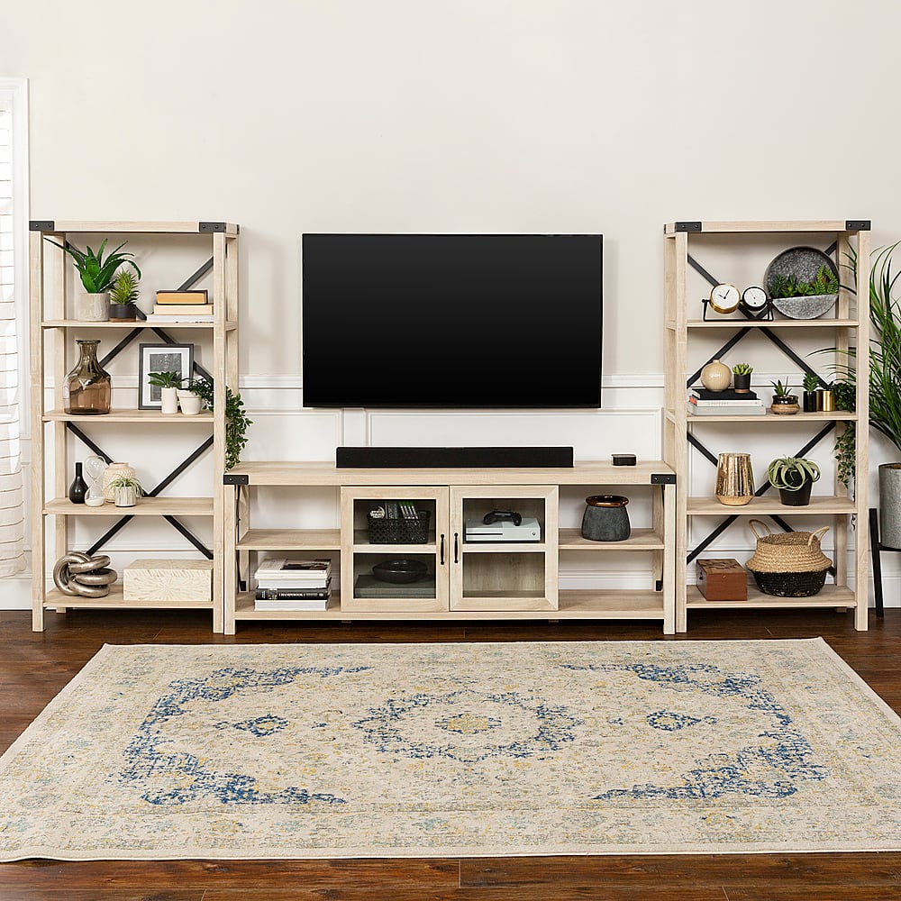Alt View 11. Walker Edison - Modern Farmhouse Wall TV Stand for TV's up to 80” - White Oak.