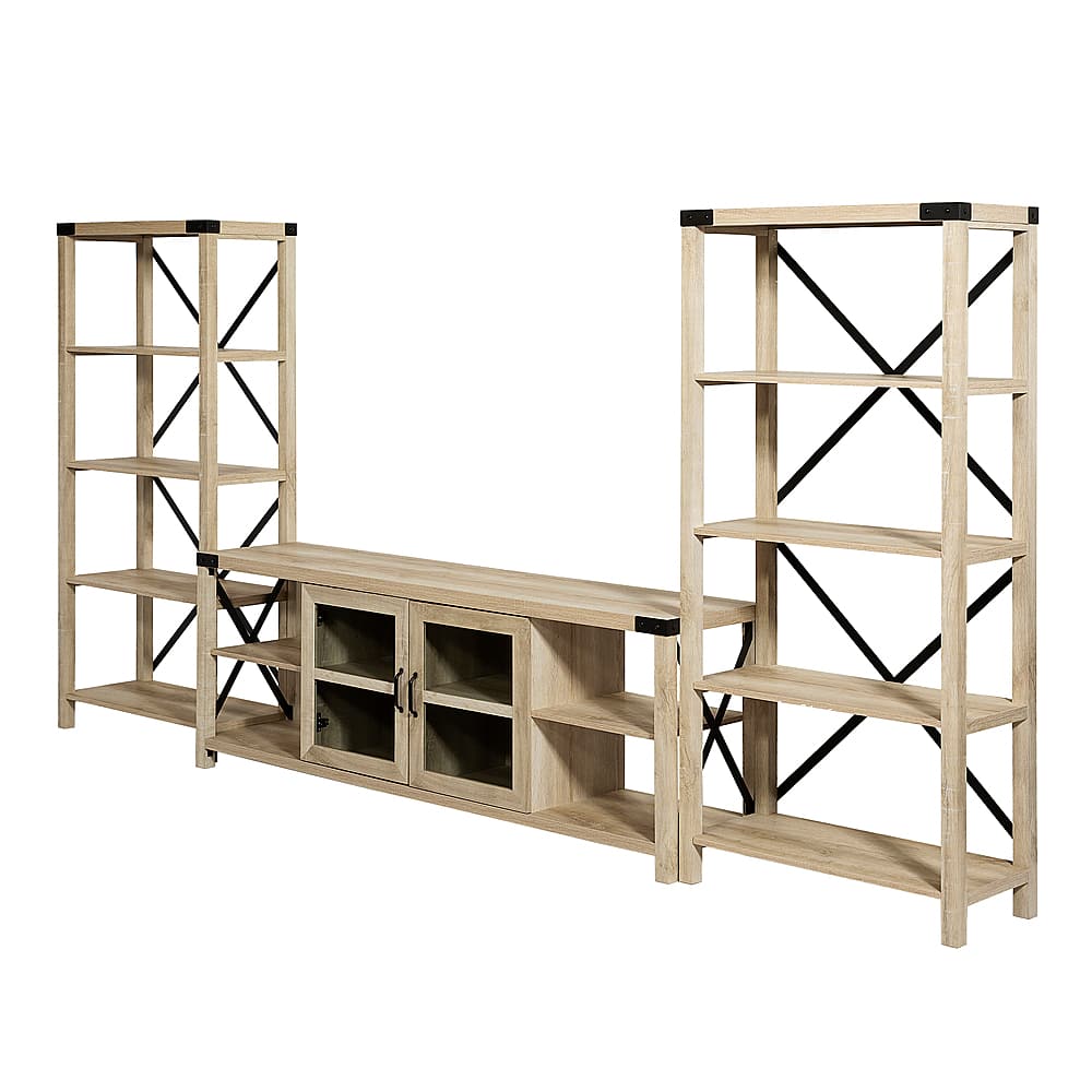 Alt View 2. Walker Edison - Modern Farmhouse Wall TV Stand for TV's up to 80” - White Oak.