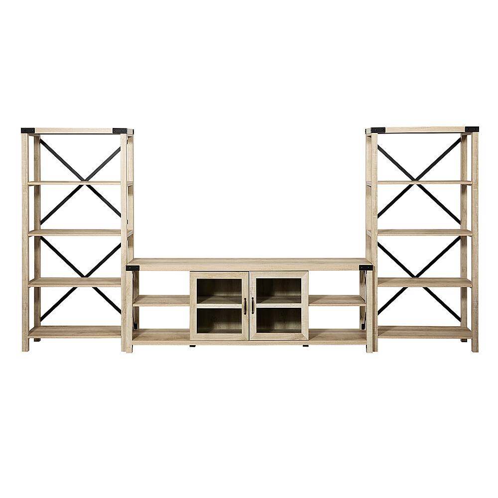 Left. Walker Edison - Modern Farmhouse Wall TV Stand for TV's up to 80” - White Oak.