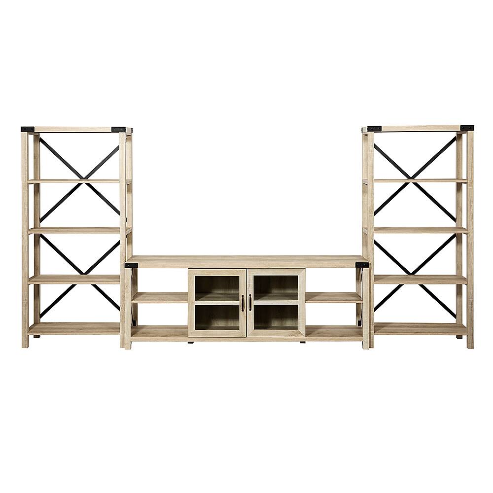 Left View: Walker Edison - Modern Farmhouse Wall TV Stand for  TV's up to 80” - White Oak