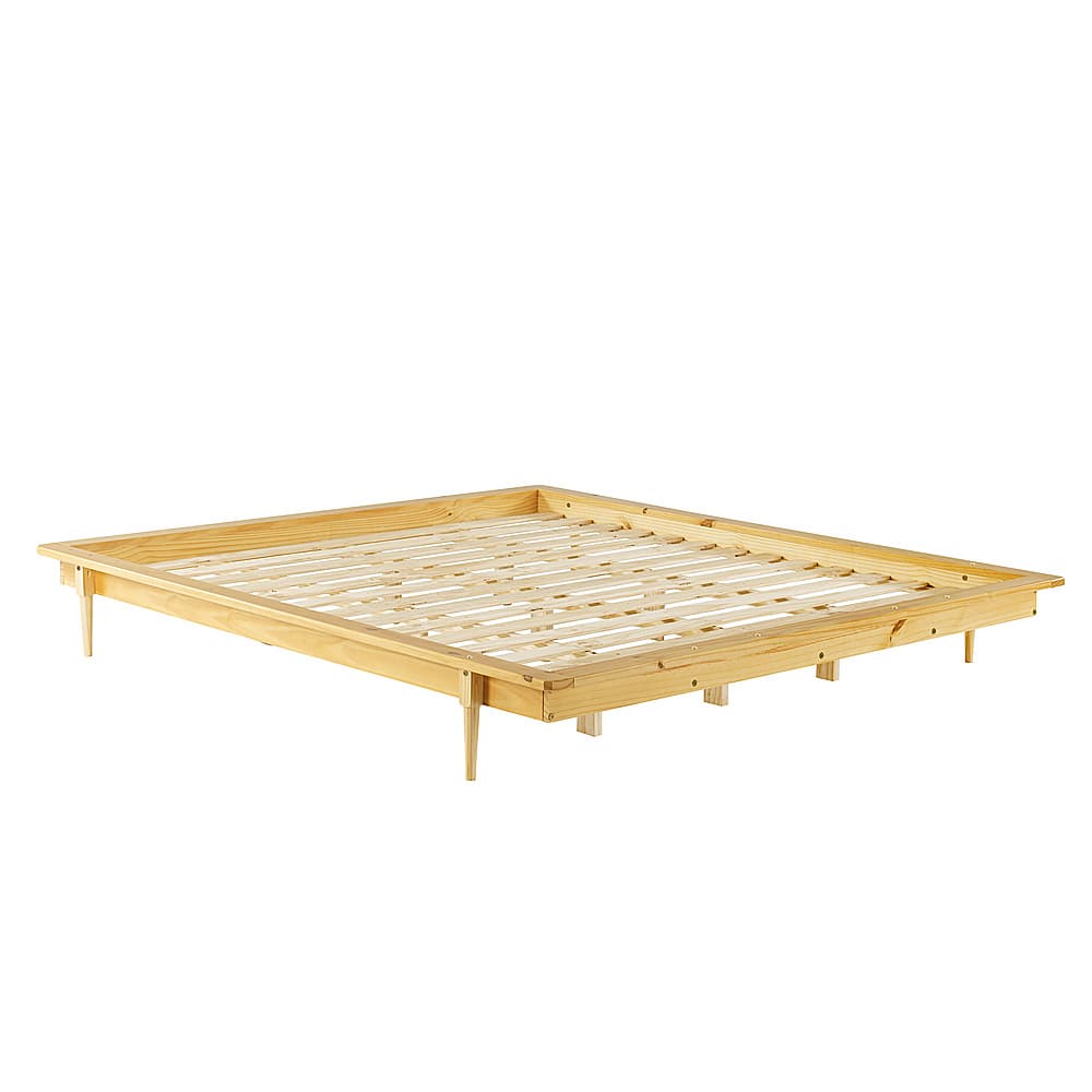 Angle View: Walker Edison - King Size Modern Spindle Back Wood Bed Frame - Light Oak