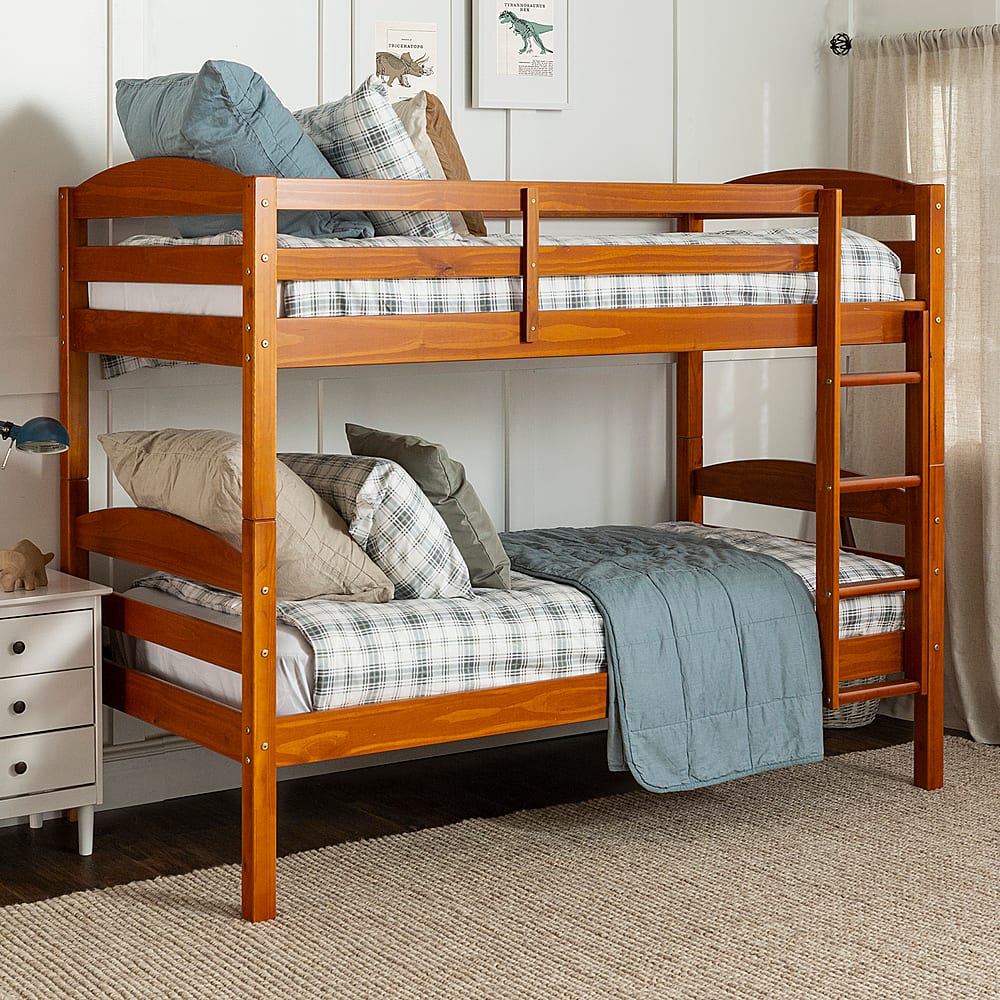 Best Buy: Walker Edison Rustic Solid Wood Twin Bunk Bed with Trundle ...