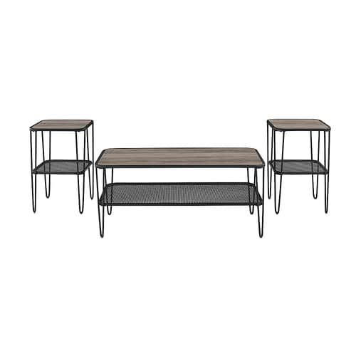 Walker Edison - 3-Piece Hairpin Leg Accent Table Set - Grey Wash