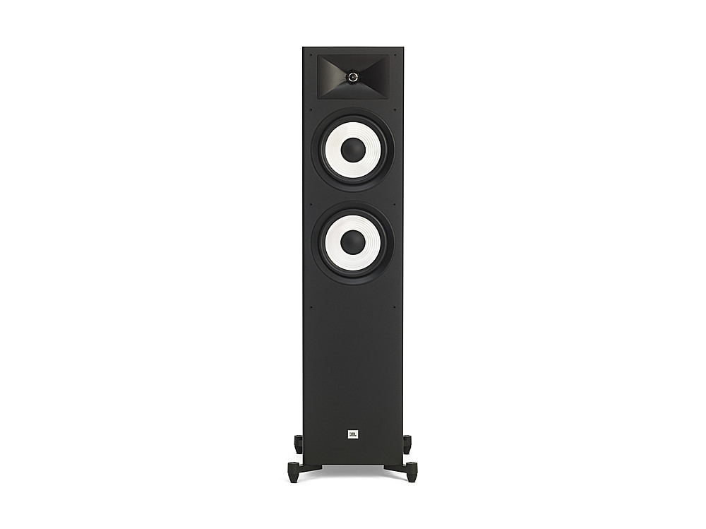 Left View: JBL Dual 8" Floor Standing Speaker - Black