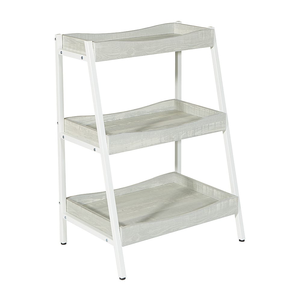 Best Buy OSP Home Furnishings Jasper 3 Shelf Storage in Grey Wash Finish and White Frame Grey