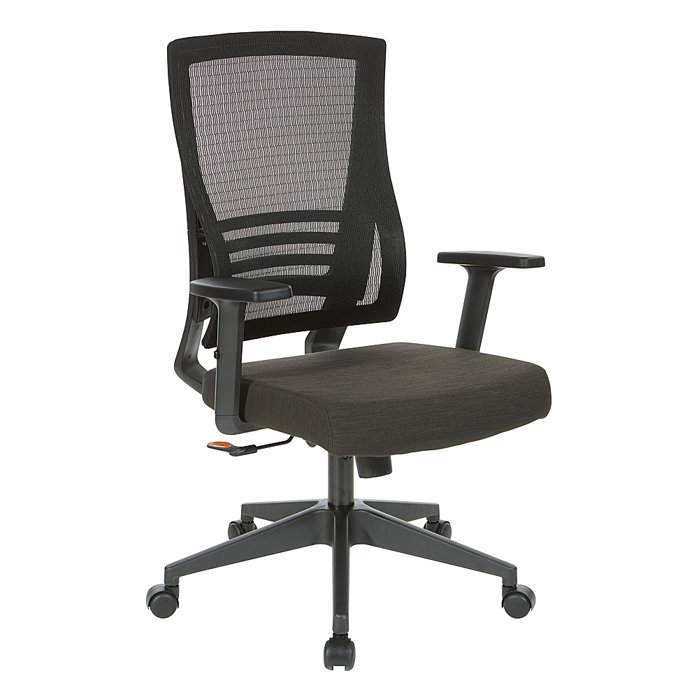 Angle View: Office Star Products - Vertical Mesh Back Chair with Fabric Seat - Black Frame/Black Linen