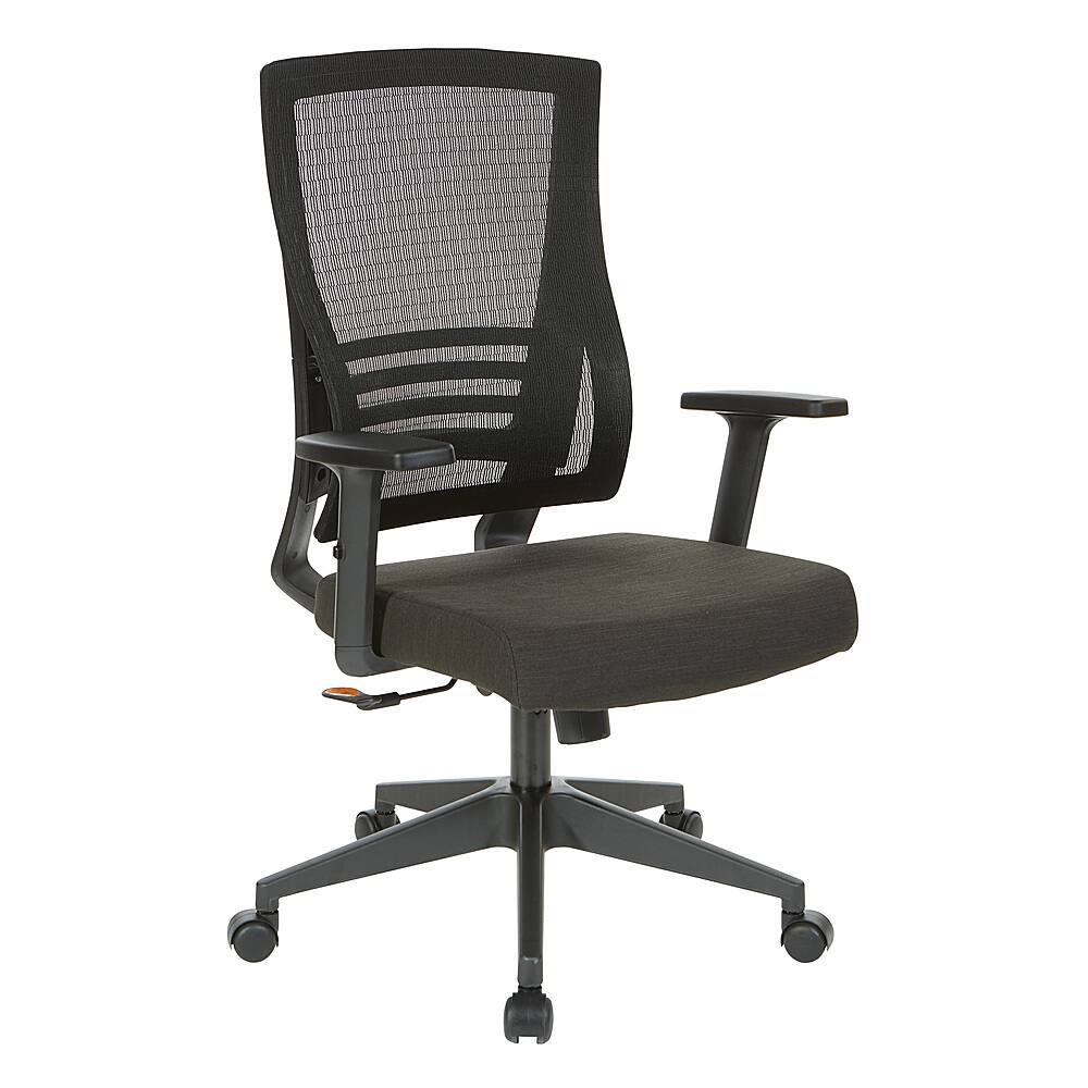 Angle. Office Star Products - Vertical Mesh Back Chair with Fabric Seat - Black Frame/Black Linen.