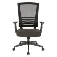 Office Star Products - Vertical Mesh Back Chair with Fabric Seat - Black Frame/Black Linen - Front_Zoom