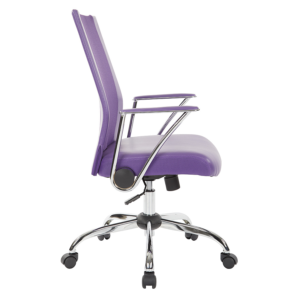 Left View: OSP Home Furnishings - Bridgeway Office Chair with Woven Mesh and Chrome Base - Purple