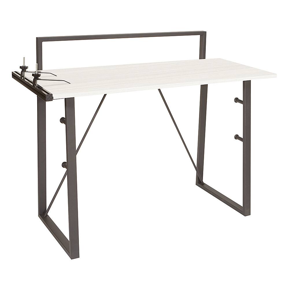 Angle. OSP Home Furnishings - Tinker Desk with Accessory Bar - Light Grey.