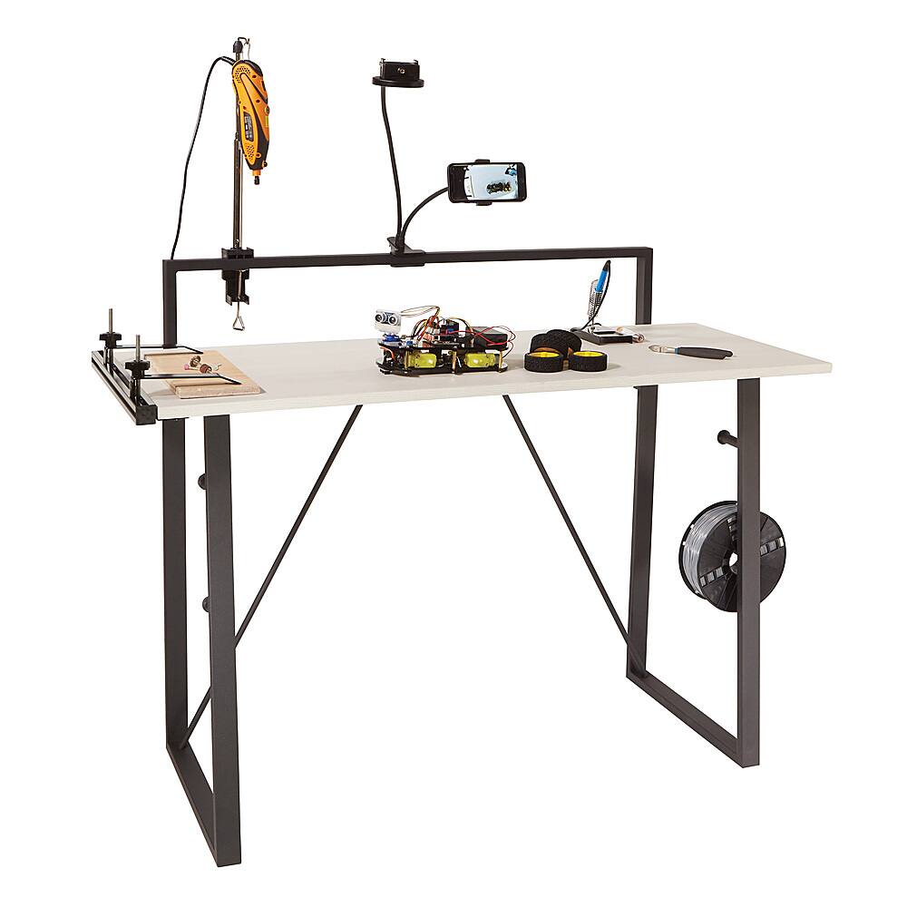 Alt View 11. OSP Home Furnishings - Tinker Desk with Accessory Bar - Light Grey.