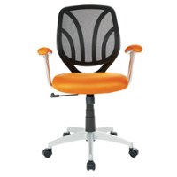 OSP Home Furnishings - Screen Back Chair with Mesh Fabric and Silver Coated Arms and Base - Orange - Front_Zoom