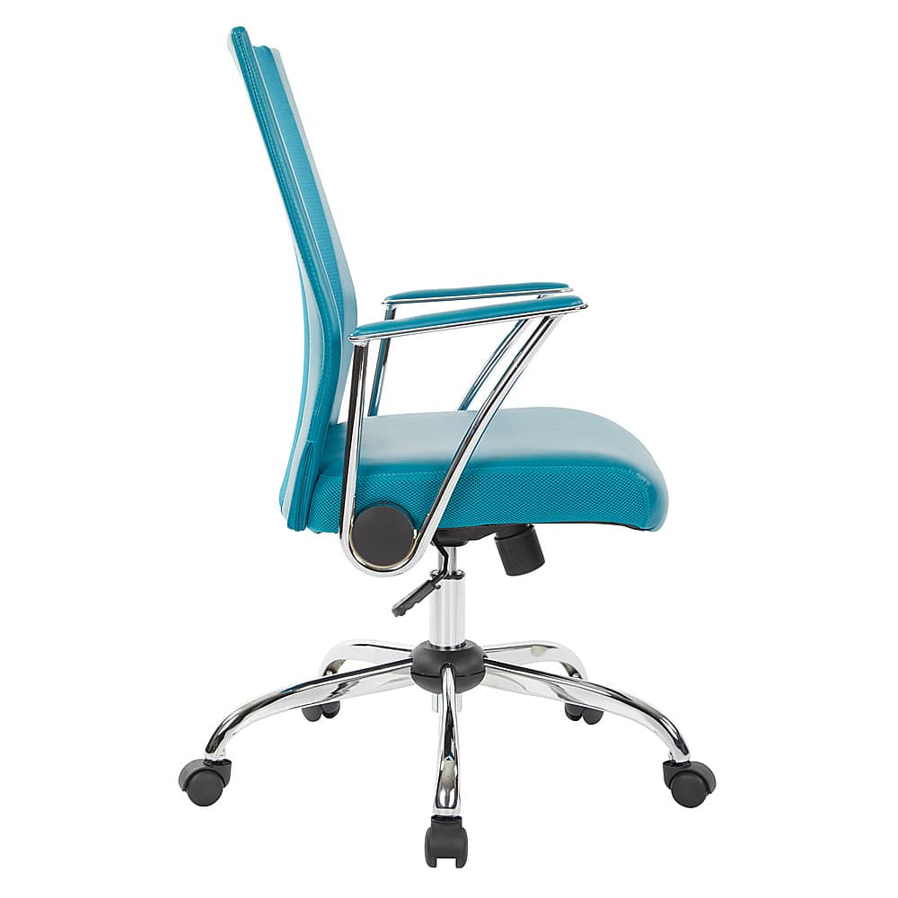 Left View: OSP Home Furnishings - Bridgeway Office Chair with Woven Mesh and Chrome Base - Blue