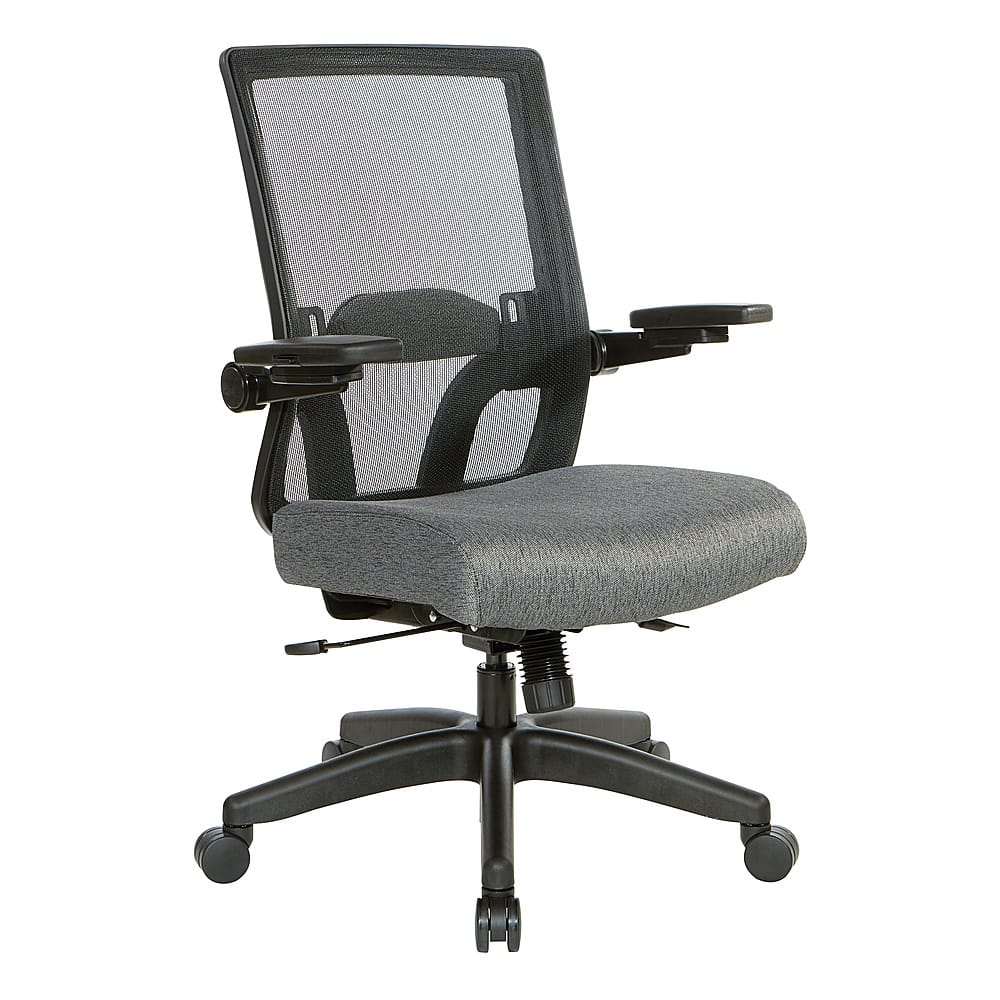 Angle View: Office Star Products - Manager's Chair with Breathable Mesh Back and Fabric Seat with Black Nylon Base. - Charcoal