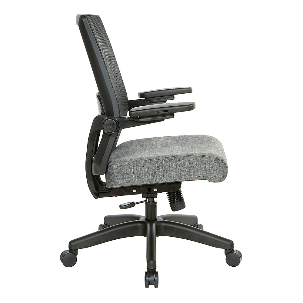 Left View: Office Star Products - Manager's Chair with Breathable Mesh Back and Fabric Seat with Black Nylon Base. - Charcoal