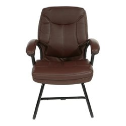 Office Star Products - Executive Faux Leather Visitor Chair with Contrast Stitching - Chocolate - Front_Zoom
