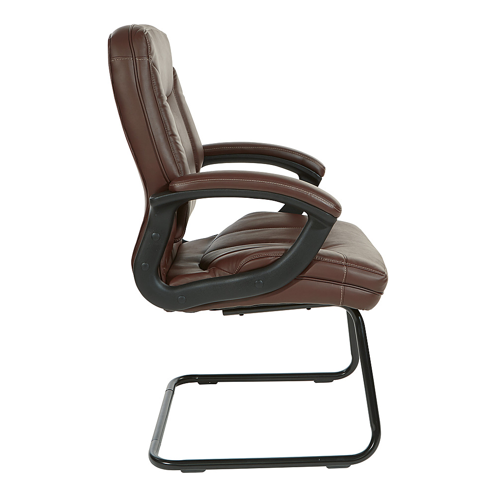 Left View: Office Star Products - Executive Faux Leather Visitor Chair with Contrast Stitching - Chocolate