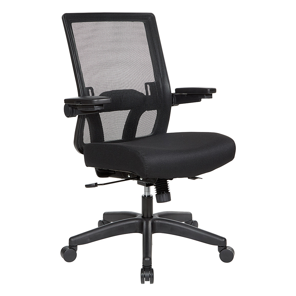 Angle View: Office Star Products - Manager's Chair with Breathable Mesh Back and Fabric Seat with Black Nylon Base. - Black