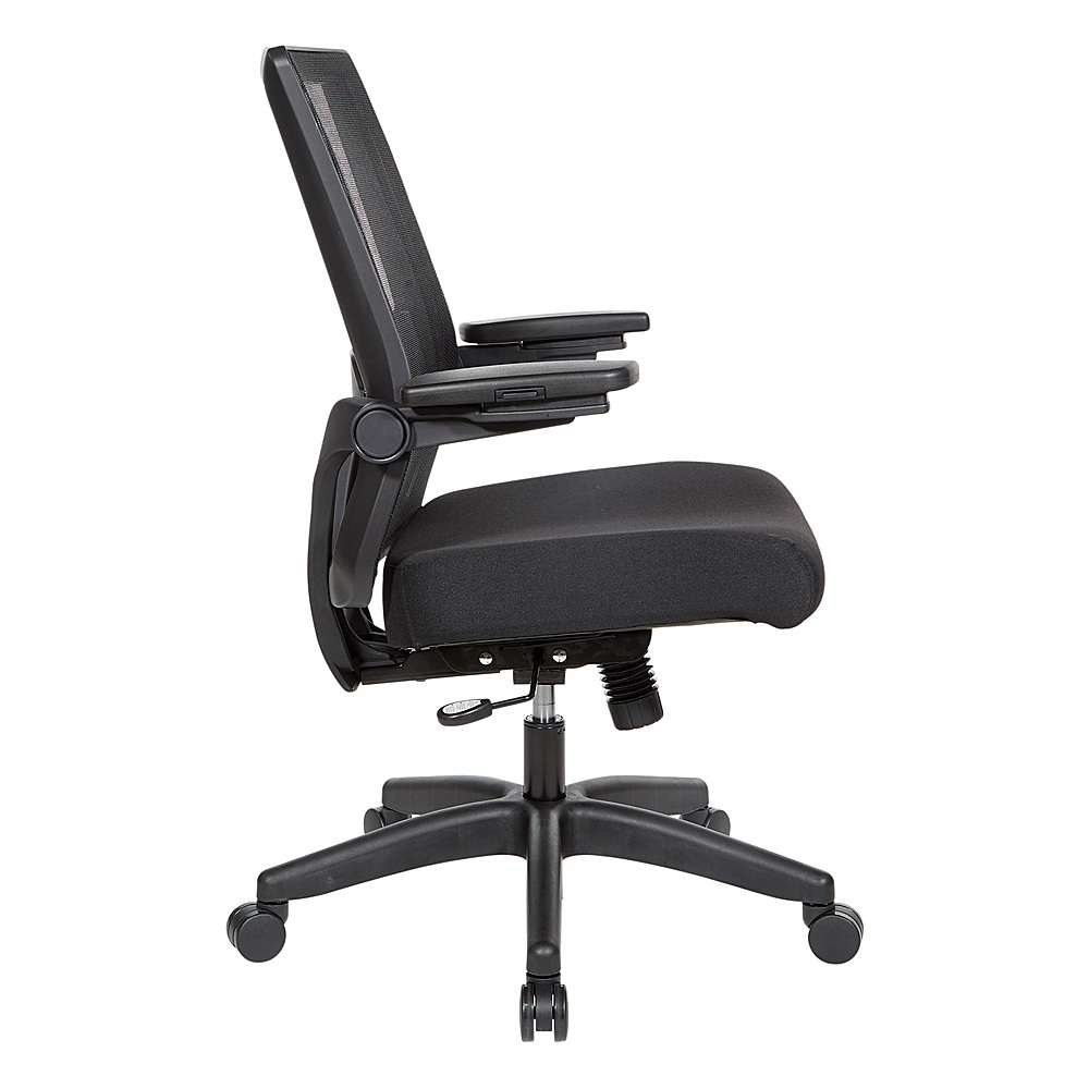 Left View: Office Star Products - Manager's Chair with Breathable Mesh Back and Fabric Seat with Black Nylon Base. - Black