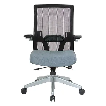 Office Star Products - Manager's Chair with Breathable Mesh Back and Fabric Seat with a Silver Base. - Blue