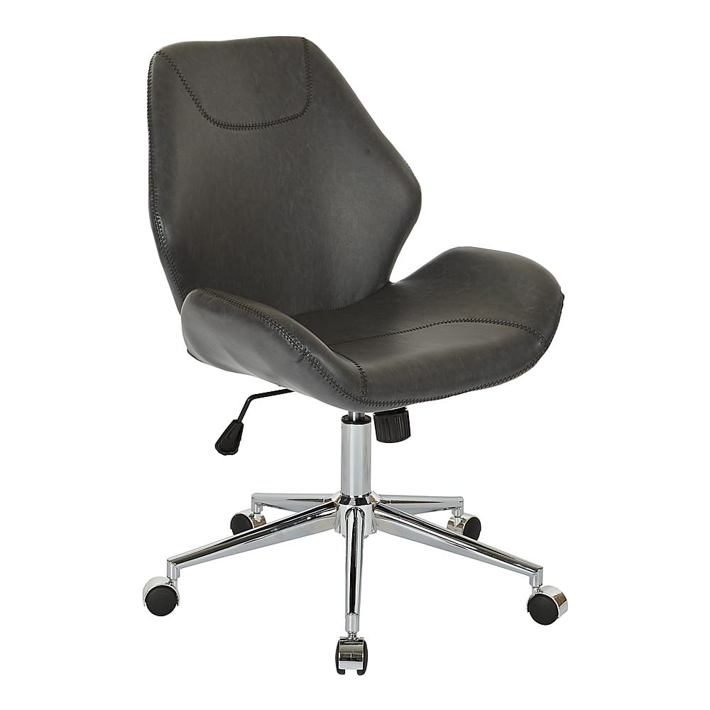 Angle View: OSP Home Furnishings - Chatsworth Office Chair in Faux Leather with Chrome Base - Black