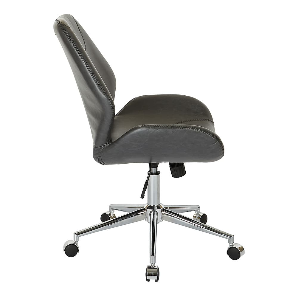 Left View: OSP Home Furnishings - Chatsworth Office Chair in Faux Leather with Chrome Base - Black