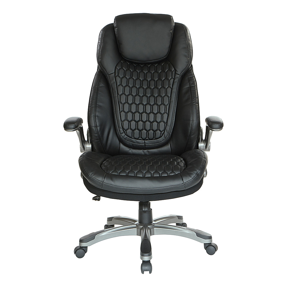 Office Star Products - Executive High Back Chair with Bonded Leather and Flip Arms