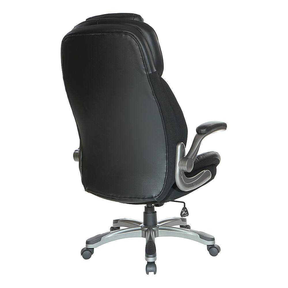 Alt View 11. Office Star Products - Executive High Back Chair with Black Bonded Leather and Flip Arms - Black.