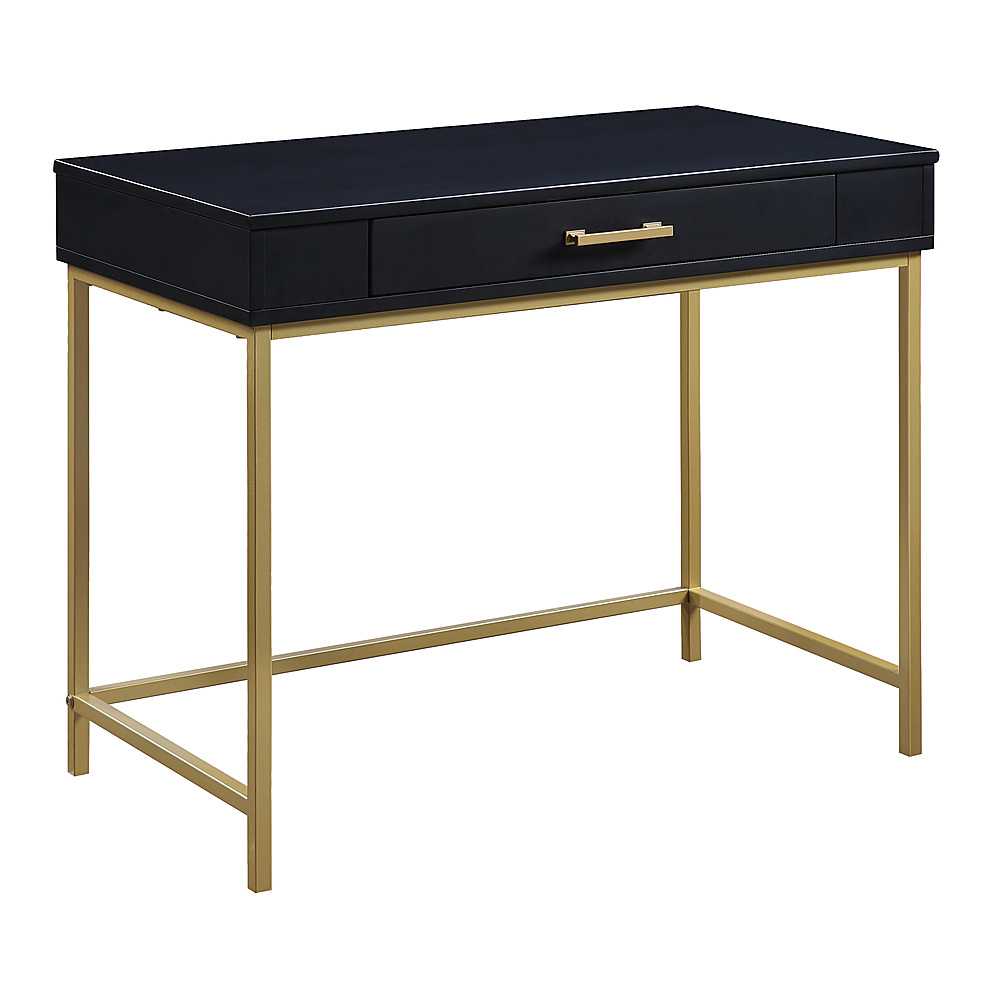 Angle View: OSP Home Furnishings - Modern Life Desk in Finish With Gold Metal Legs - Black