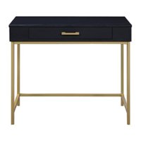 OSP Home Furnishings - Modern Life Desk in Finish With Gold Metal Legs - Black - Front_Zoom