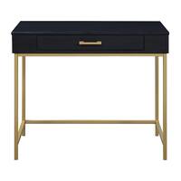 OSP Home Furnishings - Modern Life Desk Finish With Gold Metal Legs - Black - Front_Zoom