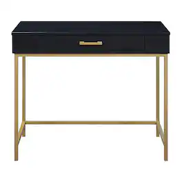 OSP Home Furnishings - Modern Life Desk Finish With Gold Metal Legs - Black