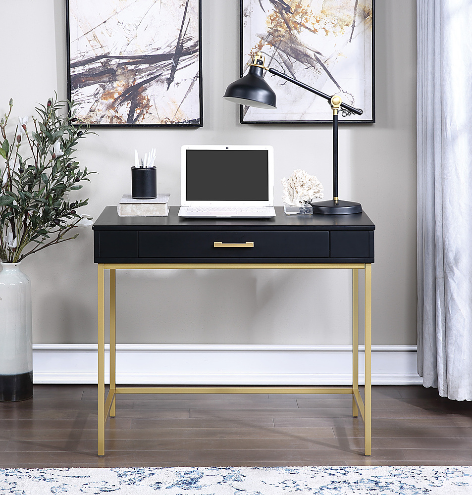 OSP Home Furnishings - Modern Life Desk in Finish With Gold Metal Legs