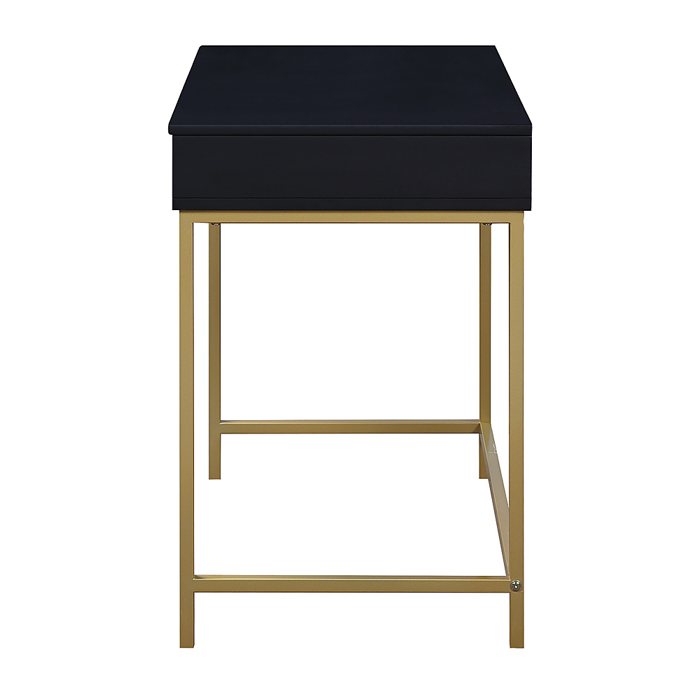Left View: OSP Home Furnishings - Modern Life Desk in Finish With Gold Metal Legs - Black