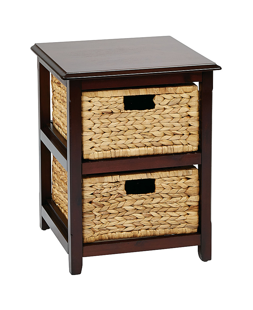 OSP Home Furnishings - Seabrook Two-Tier Storage Unit With Espresso Finish and Natural Baskets - Espresso