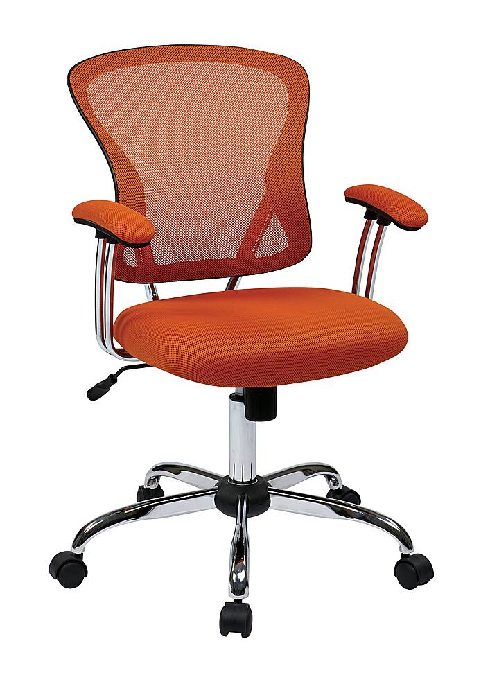 Mid-Back Orange Mesh Padded Swivel Task Office Chair with Chrome