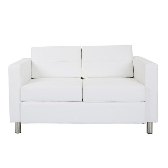 Front Zoom. OSP Home Furnishings - Atlantic Loveseat with Dual Charging Station in Dillon Snow Fabric K/D - White.